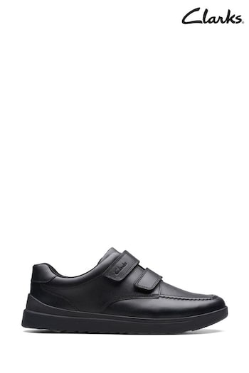 Clarks Black Multi Fit Leather Goal Style Shoes (D65794) | £54 - £56