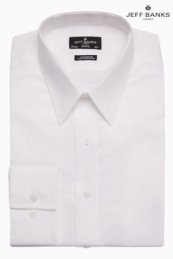 Jeff Banks White Single 100% Cotton Cuff Frith Forward Point Shirt (D65801) | £45