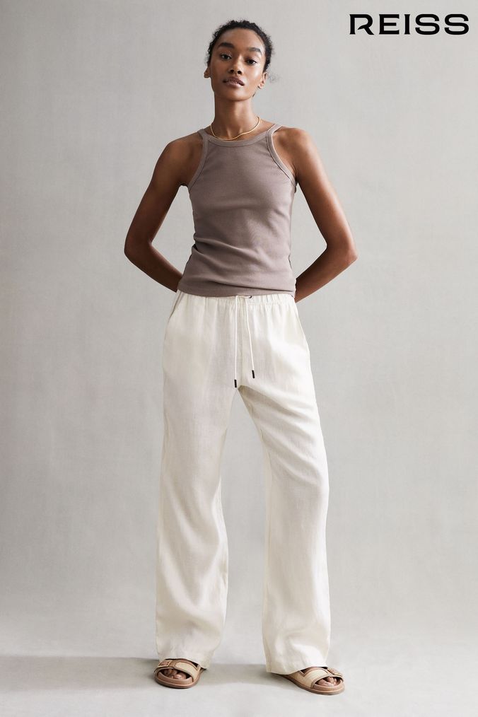 Next parallel linen trousers sale