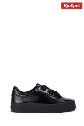 Kickers Black Youth Tovni Stack Lo Ribbow Patent Leather Trainers (D65962) | £65
