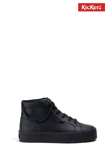 Kickers Black Youth Tovni Hi Stack Chain Leather Trainers (D65963) | £68