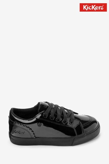 Kickers Junior Tovni Lo Bloom Patent Leather Black Shoes (D65965) | £52