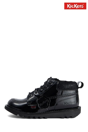Kickers Junior Kick Hi Bloom Patent Leather Black Boots (D65968) | £65
