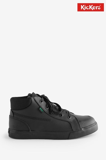 Kickers Youth Tovni Hi Double Tongue Leather Black Trainers (D65978) | £62