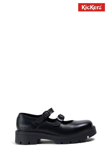 Kickers Womens Kori MJ Double Leather Black Shoes Gray (D65981) | £88