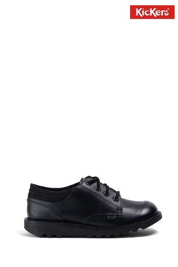 Kickers Youth Kick Lo Padded Mesh Leather Black Shoes (D65985) | £70