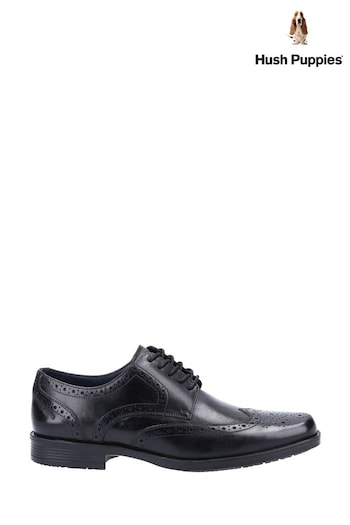 Hush Puppies Brace Black Brogue Shoes (D66060) | £75