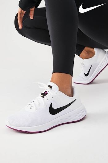 Nike Shadow White/Black Revolution 6 Running Trainers (D66067) | £60