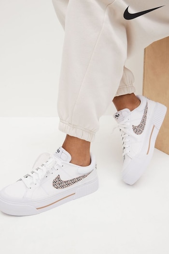 Nike check White Court Legacy Lift Platform Trainers United in Victory (D66283) | £83