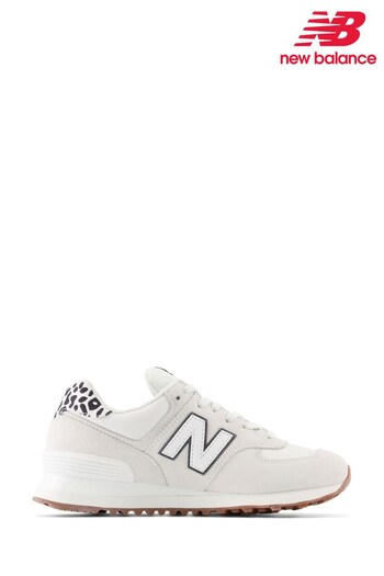 New Balance White Leopard 574 Trainers (D66425) | £95