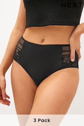 Black Short Modal & Lace Knickers 3 Pack (D66547) | £20