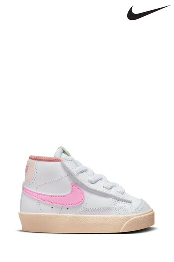 Nike White/Pink Blazer Mid '77 Infant Trainers (D66551) | £45