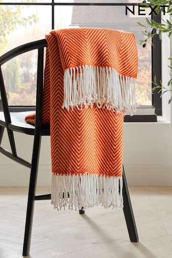 Orange Herringbone Throw (D66583) | £26