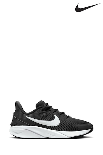 Nike flyknit Black/White Youth Star Runner 4 Trainers (D66602) | £40