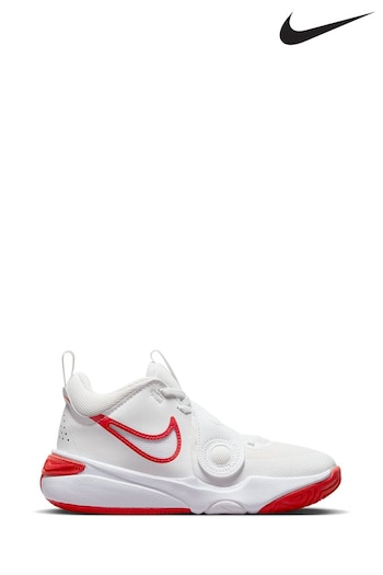 Nike White/Red Team Hustle D 11 Youth Basketball Trainers (D66612) | £50