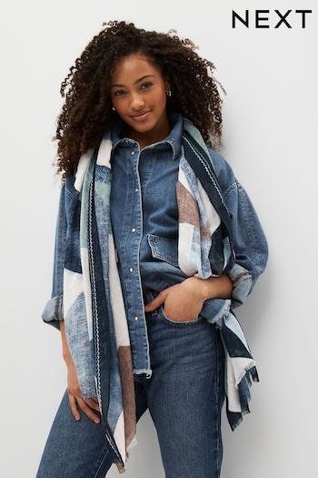 Blue Geo Lightweight Scarf (D66622) | £22