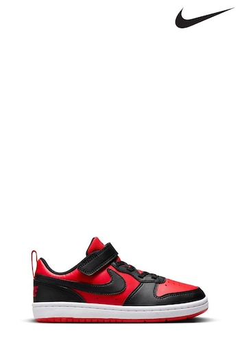 Nike brand Red/Black Court Borough Low Recraft Junior Trainers (D66633) | £35