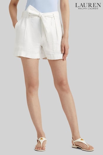 Lauren Ralph Lauren Daviana Soft Drape Linen Tie Waist Jeans Shorts (D66663) | £129