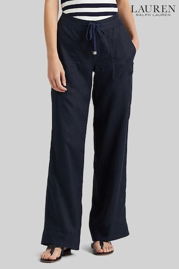 Lauren Ralph Lauren Navy Blue Jovonie Soft Drape Wide Leg Trousers (D66681) | £159