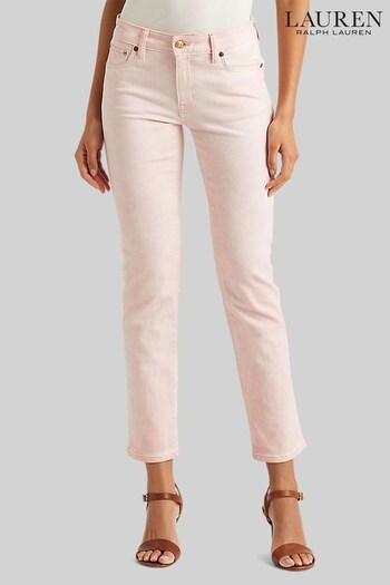 Lauren Ralph Lauren Pink Mid Rise Straight Leg Ankle Jeans (D66703) | £179