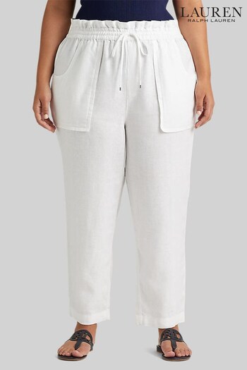 Lauren Ralph Lauren Curve Linen Cropped White Trousers (D66711) | £79