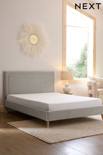 Soft Velvet Light Grey Harman Upholstered Bed Frame (D66914) | £375 - £475