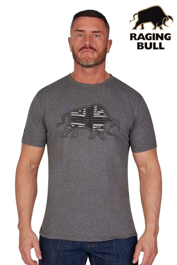 Raging Bull Grey Slash Bull T-Shirt (D66916) | £32 - £34