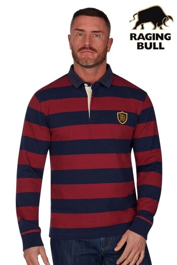 Raging Bull Red Long Sleeve Hooped Rugby (D66918) | £69 - £79