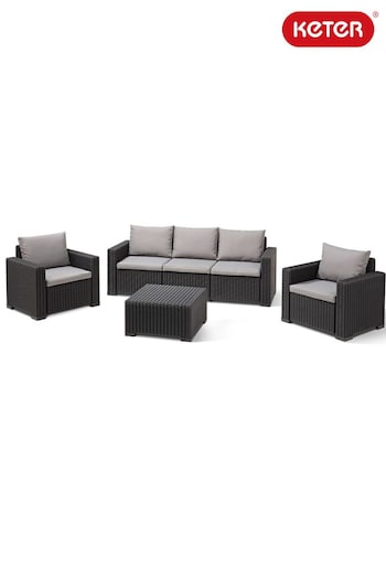 Keter Grey Garden California 5 Seat Sofa Set With Table (D66944) | £500