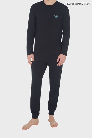 Emporio paint Armani Long Sleeve Black Pyjamas Set (D66960) | £115