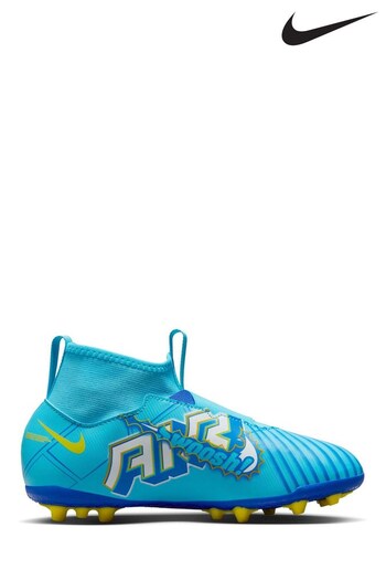 Nike Blue Jr. Zoom Mercurial Superfly 9 Kylian Mbappe Artificial Ground Football Las Boots (D66979) | £73