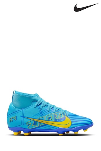Nike Blue Jr. Mercurial Superfly 9 Kylian Mbappe Firm Ground Football Boots (D66981) | £55