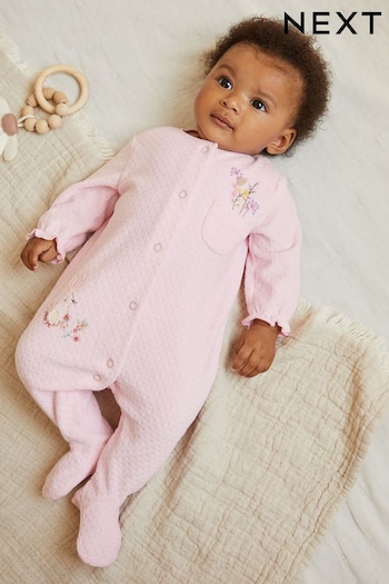 Pale Pink Velour Baby Sleepsuit (0mths-3yrs) (D67004) | £12 - £14
