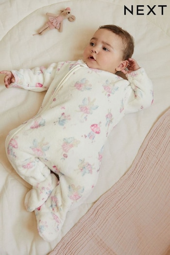 White Fleece Baby Sleepsuit (D67005) | £12 - £14