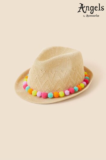 Angels by Accessorize Natural Pom-Pom Packable Trilby Hat (D67007) | £12