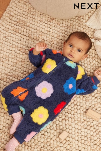 Navy Fleece Baby Sleepsuit (D67013) | £12 - £14