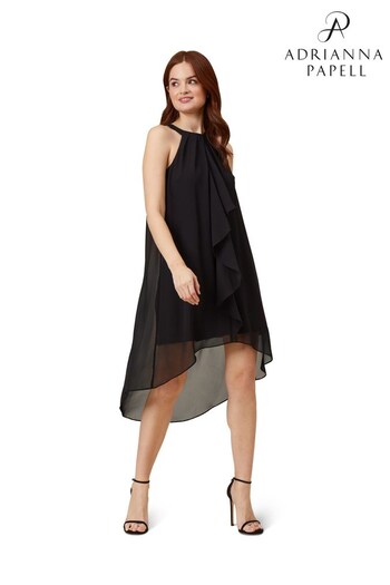 Adrianna Papell Black Chiffon And Jersey Dress (D67060) | £139