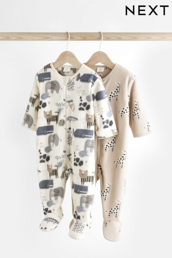 Grey Fleece Baby Sleepsuits 2 Pack (D67067) | £20 - £22