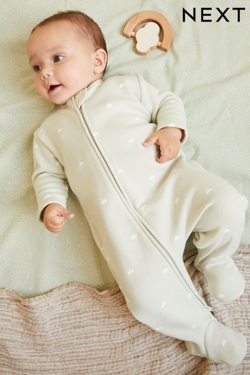 Grey Fleece Lined Baby Sleepsuit (D67101) | £11 - £13