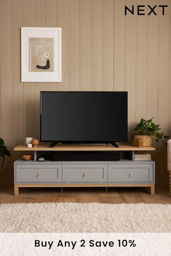 Dove Grey Malvern Oak Effect Up to 65 inch, Floating Top TV Unit (D67102) | £325