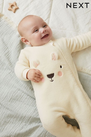 Cream Fleece Baby Sleepsuit (D67103) | £12 - £14
