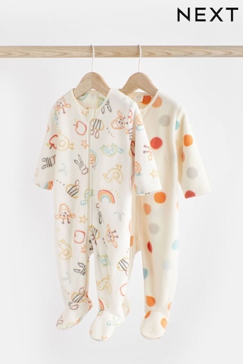 White Ground Fleece Baby Sleepsuits 2 Pack (D67104) | £20 - £22
