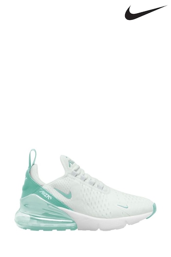 Nike White/Aqua Air Max 270 Youth Trainers (D67111) | £90