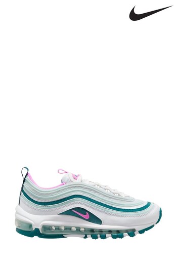 Nike White/Pink Teal Air Max 97 Youth Trainers (D67112) | £110
