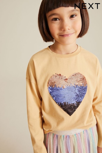 Neutral Long Sleeve Heart T-Shirt (3-16yrs) (D67125) | £11 - £16
