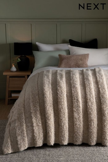 Natural Knitted Stripe Throw (D67202) | £55 - £95