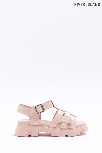 River Island Pink Girls Buckle Chunky Sandals (D67244) | £27