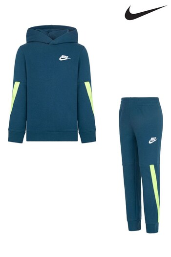 Nike Green Little Kids Fleece Tape Tracksuit (D67272) | £48