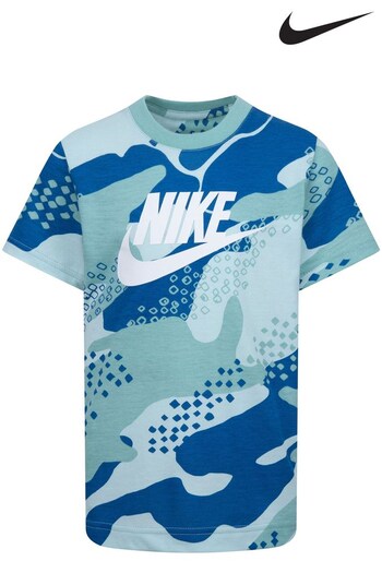 Nike pal Blue Little Kids Club Camo T-Shirt (D67281) | £20