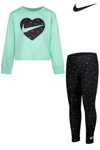 Nike schedule Black Little Kids Long Sleeved Top and Dri-FIT Leggings Set (D67295) | £36